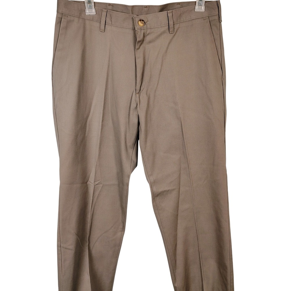 Lee Mens Khaki Brown Cotton Twill Flat Front‎ Chino Pants 36x30 preppy work